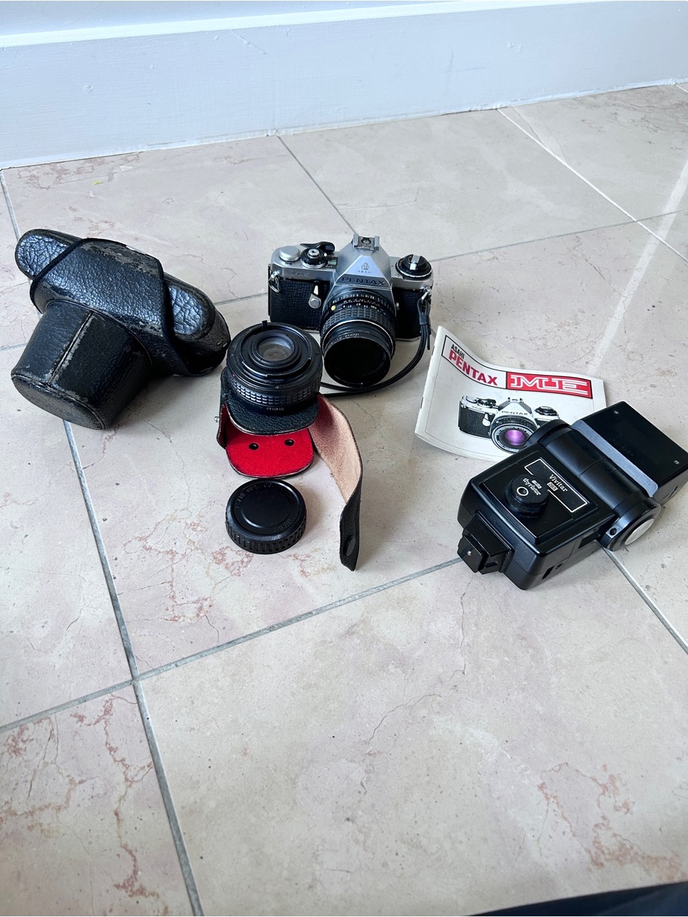 Pentax ME Film Camera SMC M 50mm F/2 Standard Lens From Japan Flash **Parts Only